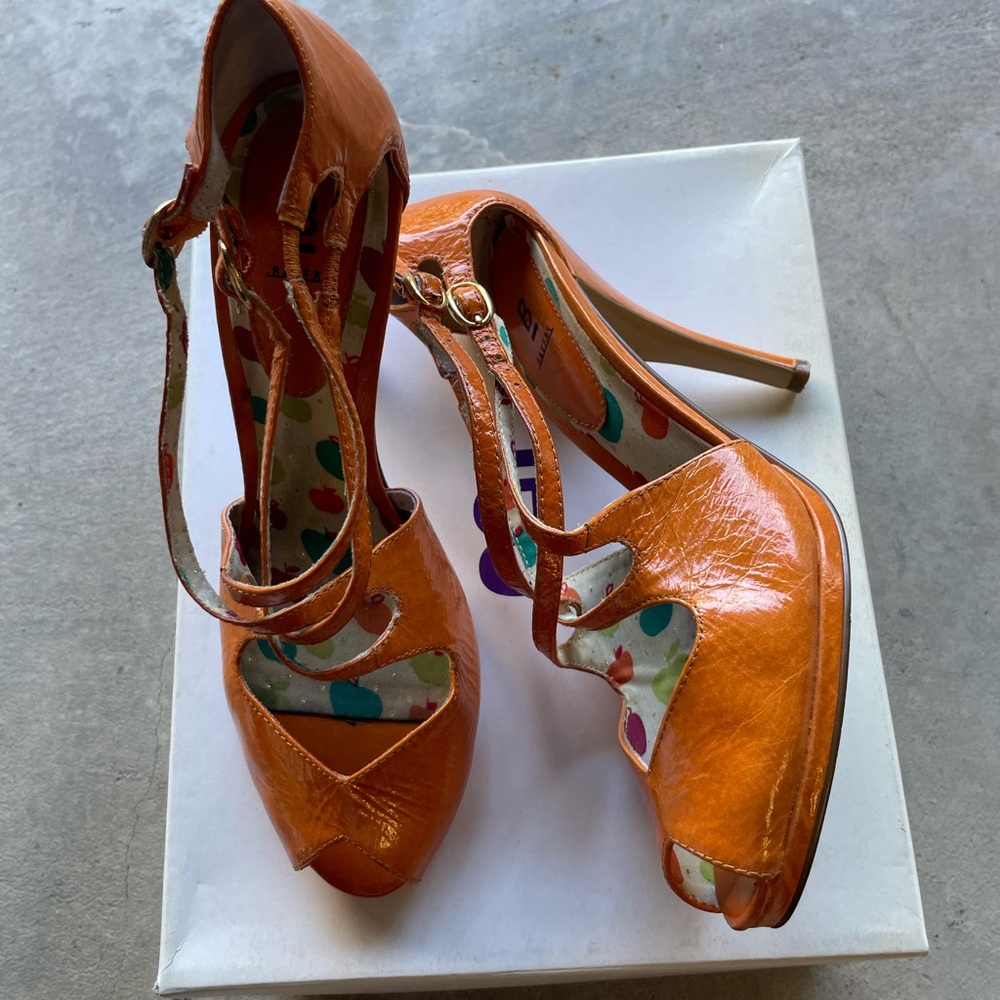 Bakers Vibrant Orange Strappy Heels